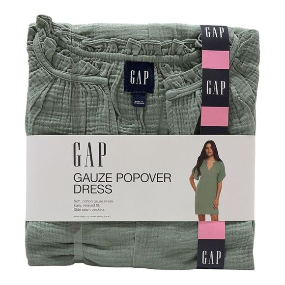 Gap Dresses & Skirts - Gap Women's Lightweight & Breathable 100% Cotton Gauze Pop-Over Dress - Green